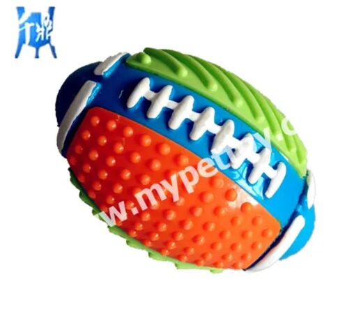 TPR Nontoxic Bite Resistant Toy Ball Puppy Cat Dog Colored Rugby Football Toy Enhance Iq Plastic