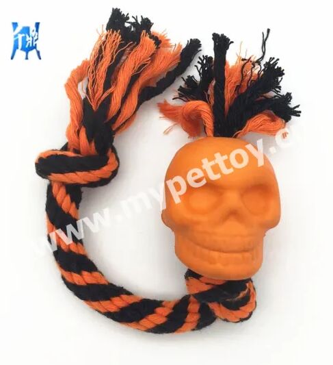 Knotted Rope Pet Toy Rubber Dog Toy Halloween Dog Present Golgo Shape Toy
