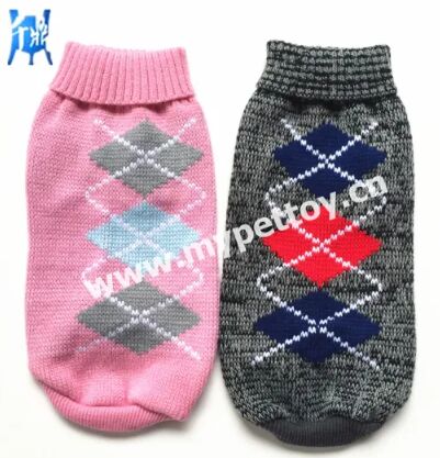 Check Small Puppy Dog Clothes Pet Clothes Pet Product Pet Supply Sweater Knit Grey