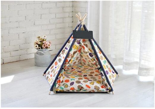 Four Five Sticks Soft Happy Pet Tribe Comfortable Soft Pet Bed Cat Dog Teepee Tent Colorful Grey