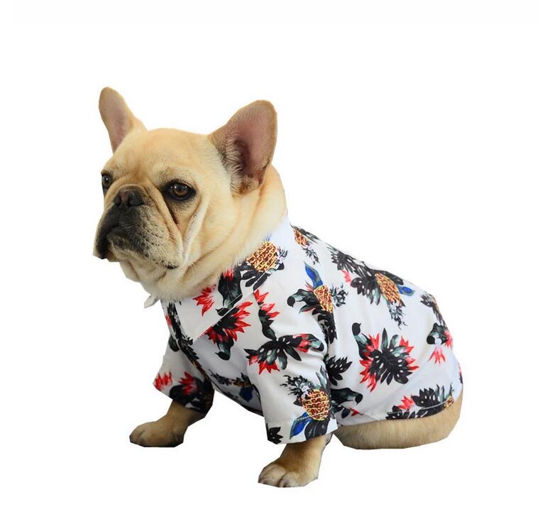 Hawaiian Style Cotton Printed Pet T-Shirt Dog Clothes Summer For Small Medium Dogs Cats
